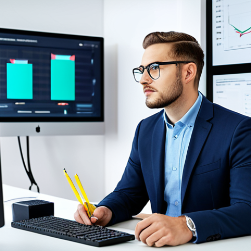 Home 6 A professional marketing manager, fully clothed in a modest business suit, sitting at a modern desk with multiple monitors. On the main screen, a vibrant array of AI-generated marketing campaign visuals are displayed, while the manager thoughtfully reviews them, holding a stylus or gesturing towards the screen. The background is a clean, organized, bright office space with subtle tech elements. safe for work, appropriate content, fully clothed, professional, perfect anatomy, correct proportions, natural pose, well-formed hands, proper finger count, natural body proportions, high-quality digital illustration, professional photography style.