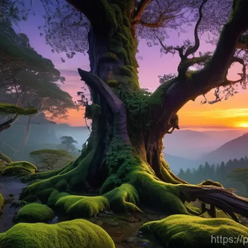 AI 기반 이미지 생성의 트렌드 분석 - **Prompt:** A hyperrealistic, ethereal enchanted forest at dusk. Towering, ancient trees with biolum...